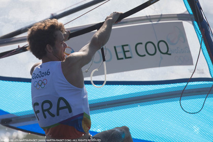 14 08 2016, Rio de Janeiro (BRA), 2016 Olympic Games, Sailing, RSX Men Medal race, Pierre Le Coq (FRA), bronze medalist