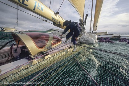 Route du Rhum 1990, A bord de Groupe Pierre 1er, Florence Arthaud