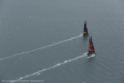 10 12 2020 - Auckland (NZL) - 36th America's Cup - Practice Sessions - Day 2 - Emirates Team New Zealand and Luna Rossa Prada Pirelli Team