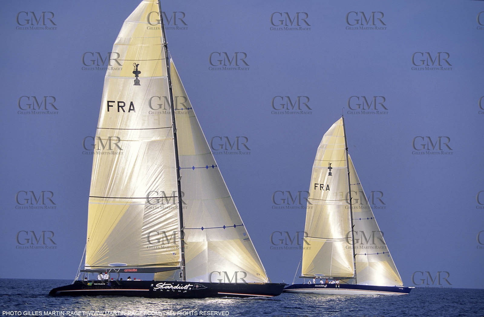 America's cup - San Diego 1995 - Défi français - France 2-3 and Ville de Paris training in Sète