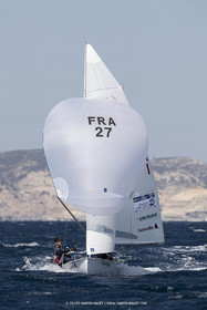 16 09 2022, Marseille (FRA), 470 Class, Paris 2024 Olympic Games, Sailing, 470 mixed dinghy, trainings, Camille Lecointre Jeremie Mion (FRA)
