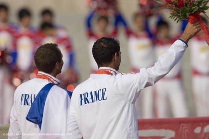 18 08 2008 - Qingdao (CHN) - Jeux Olympiques 2008 - Jour 10 - Medal race - Nicolas Charbonnier Olivier Bausset médaille de bronze