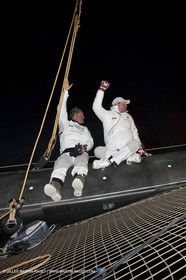 14 02 2010 - Valencia (ESP) - 33rd America's Cup - BMW ORACLE Racing - Race 2 - Russell Coutts - Larry Ellison