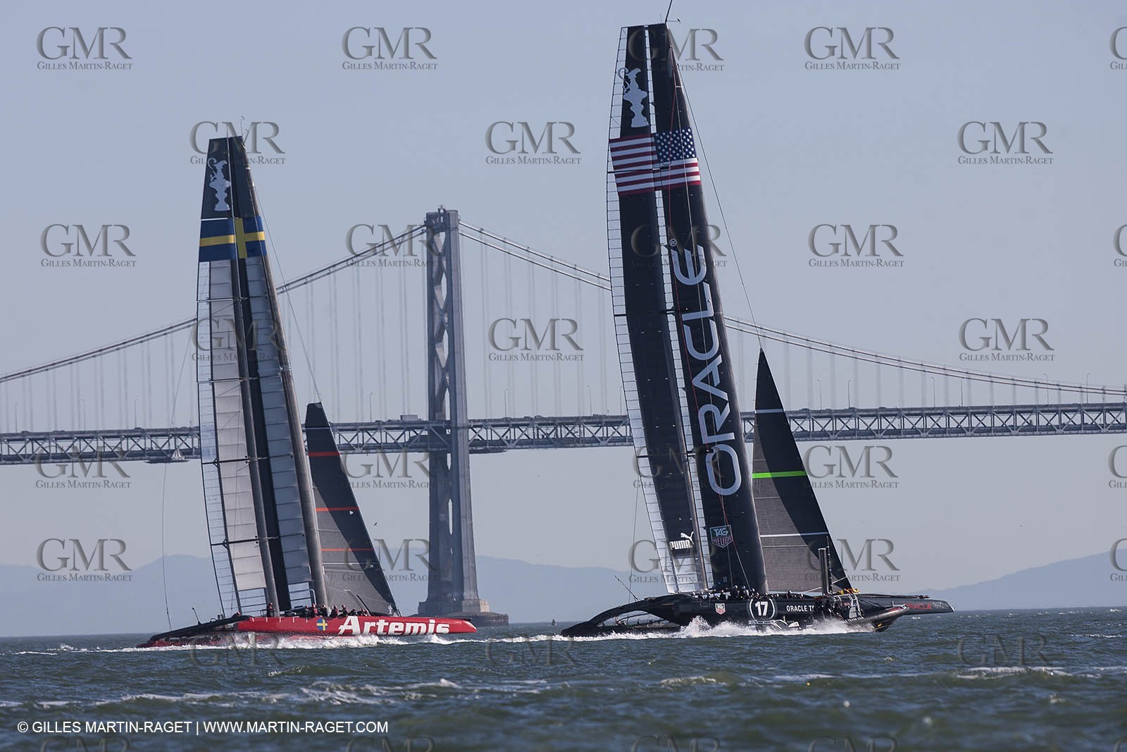 08 02 2013 - San Francisco (USA) - 34th America's Cup - ARTEMIS and ORACLE TEAM USA AC72 training in San Francisco Bay