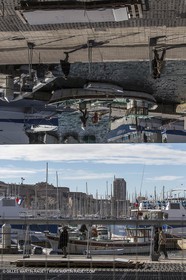 04 02 2013 - Marseille (FRA,13) - Renovation du Quai de la Fraternité (Vieux Port), pose de l'ombrière
