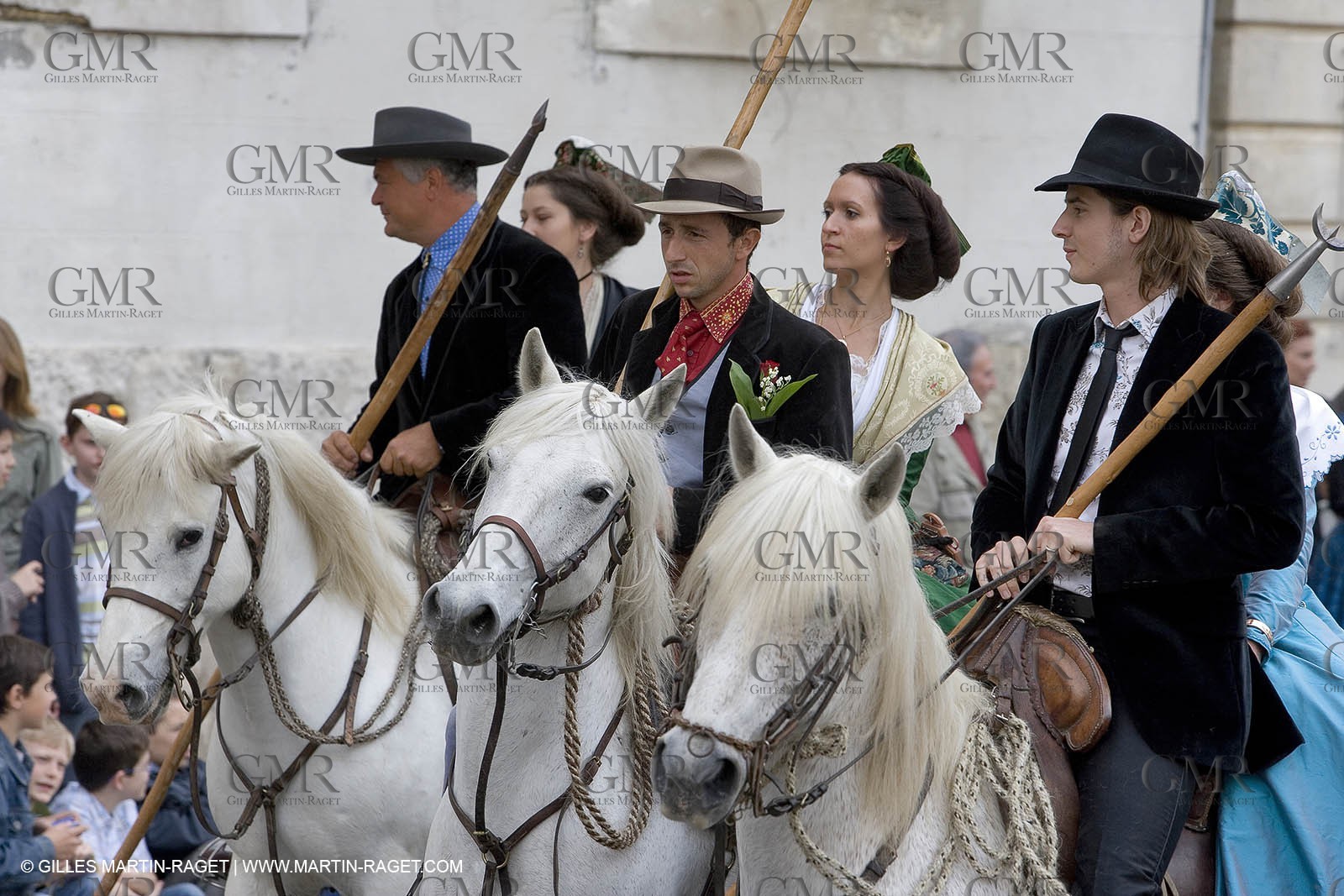 Arlésiennes in costume - Gardians (cow-boys) celebration - Arles