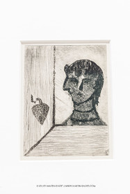 02 05 2023, Paris (FRA), oeuvre de Germaine Richier, Exposition Centre Pompidou 2023, Autoportrait au coeur s. d. eau-forte sur papier, 17 x 12,5 cm, collection particulière
