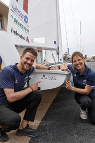 15 04 2024, Marseille (FRA), présentation des sélectionnés olympiques français en voile pour les Jeux Olympiques de Paris 2024. Camille Lecointre-Jeremie Mion