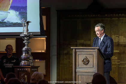 19 03 2021, Auckland (ZL), 36th America's Cup, America's Cup Hall of Fame, Peter J. Mongtgomery and Ed Baird induction at the Royal New Zealand Yacht Squadron, Sir Michael Fay