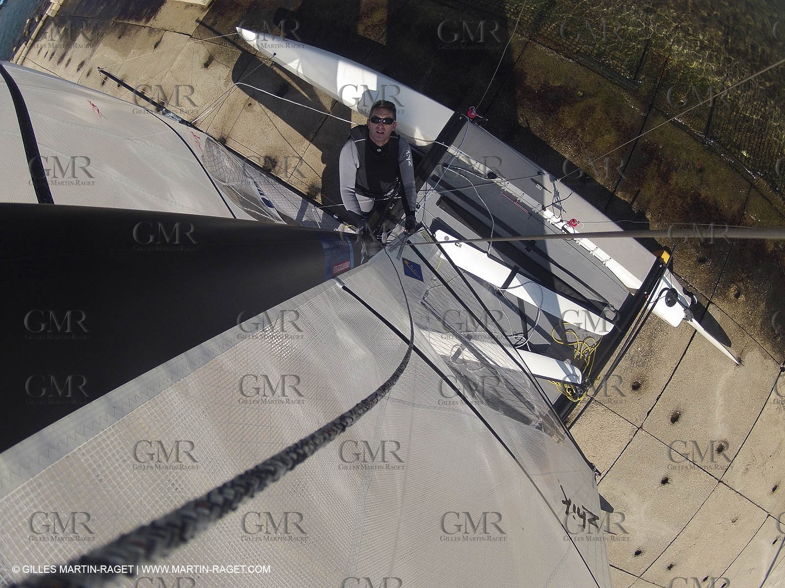 26 03 2013 - Marseille (FRA,13) - Ingrid Petitjean et Olivier backes training on their Nacra 17 in breezy conditions