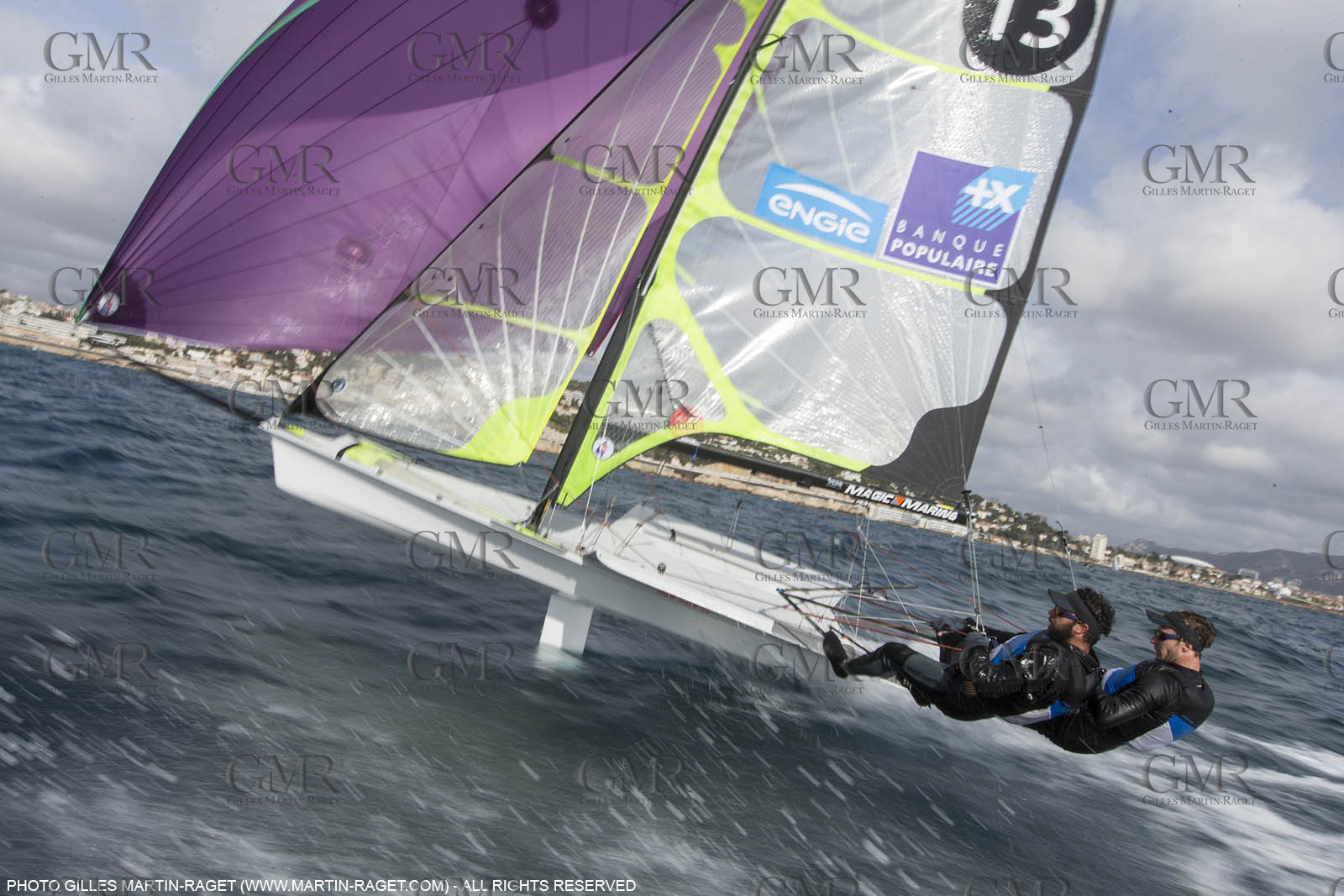 04 03 2016, Marseille (FRA,13), Olympic Sailing, 49er, french representatives Julien D'Ortoli Noë Delpech training