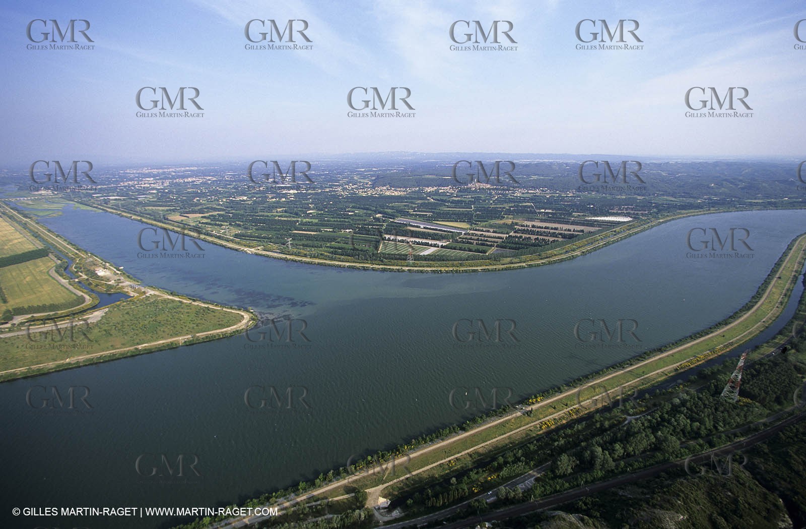 Rhône river when meeting with Durance river near Avignon