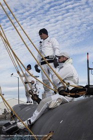 07 02 2010 - Valencia (ESP) - 33rd America's Cup - BMW ORACLE Racing - Last training day - Russell Coutts , Larry Ellison