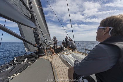 03 10 2022, Saint-Tropez (FRA,83), Voiles de Saint-Tropez 2022,  entraînement des maxis, A bord de Sipirit of Malouen X
