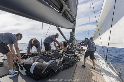 03 10 2022, Saint-Tropez (FRA,83), Voiles de Saint-Tropez 2022,  entraînement des maxis, A bord de Sipirit of Malouen X