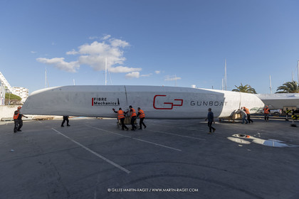 15 02 2022, La Grande Motte (FRA), Gunboat 80  1 hulls delivery