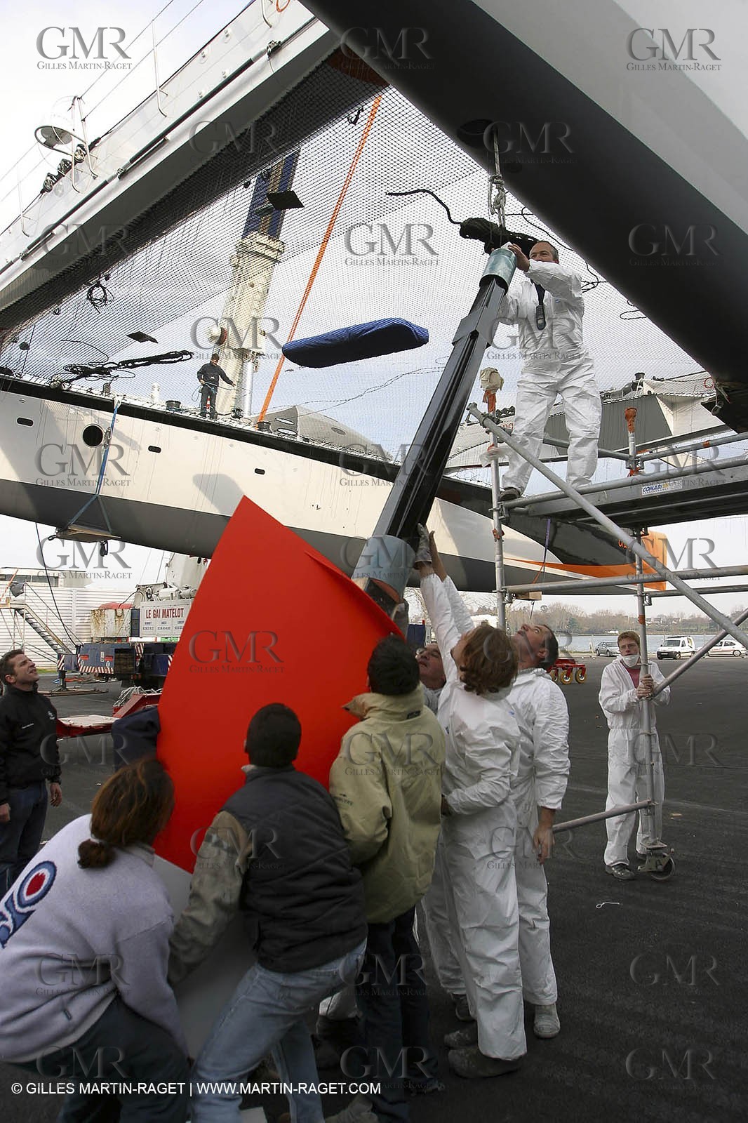 Vannes - Multiplast Boatyard - Orange II 1st going in the water