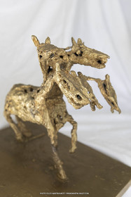 12 02 2020, Marseille (FRA,13), Oeuvre de Germaine Richier, Le Cheval à six têtes, petit 1955 ou 1956, Bronze naturel nettoyé, Numéroté Epreuve d'artiste, fondeur : L. Thinot, Paris, 35,5 x 38 x 18 cm, Collection particulière