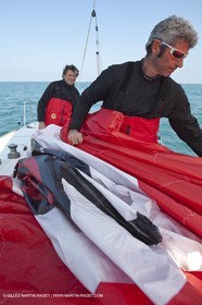 13 03 2010 - La Grande Motte   Port Camargue (FRA) - Groupe Bel - Entraînement Kito de Pavant   Sébastien Audigane en vue de la Transat AG2R 2010