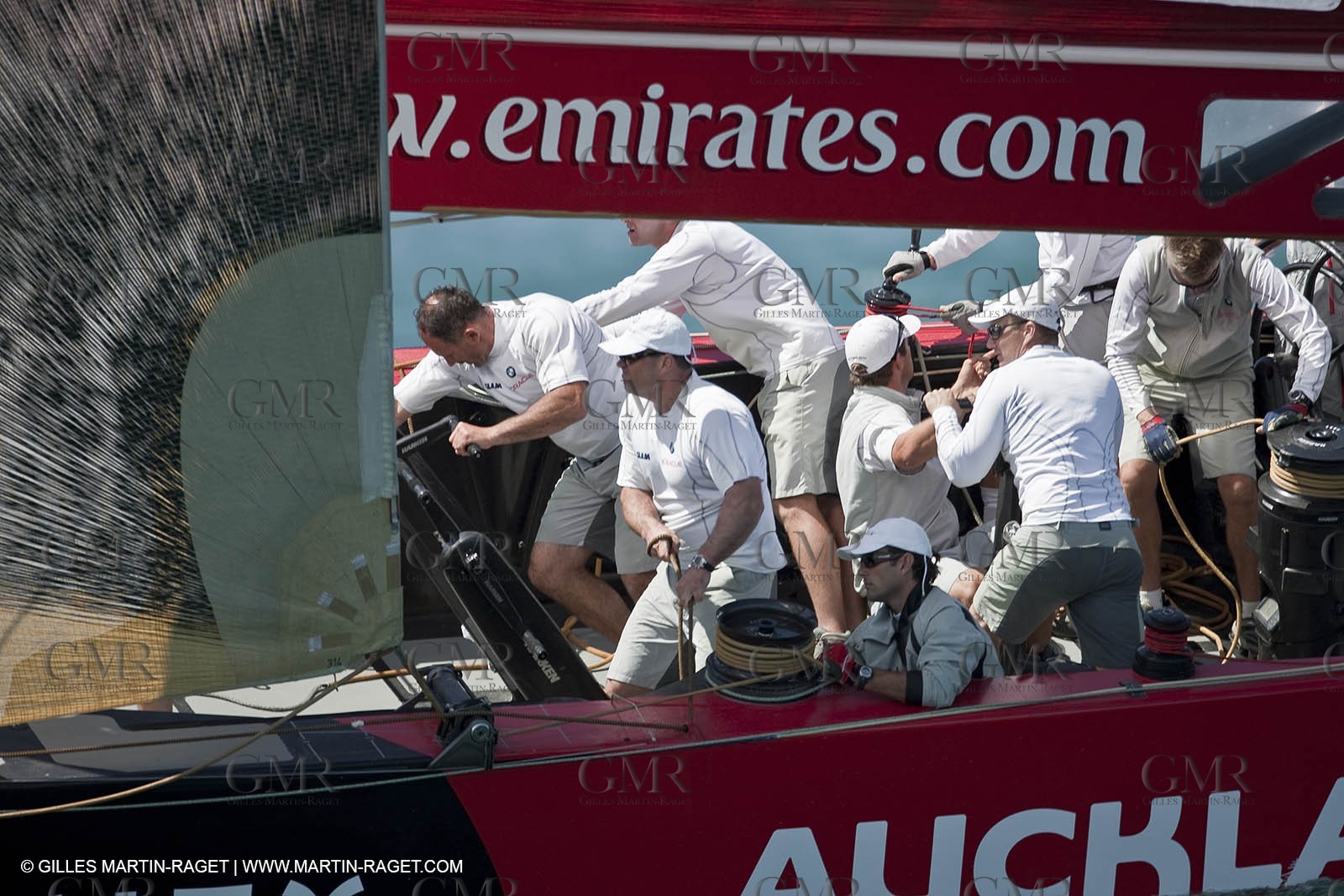 23 01 2009 - Auckland (NZL) -  Louis Vuitton Pacific Series - BMW ORACLE Racing-Tuning up onboard Emirates Team New Zealand yacht