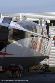Vannes - Multiplast Boatyard - Orange II 1st going in the water