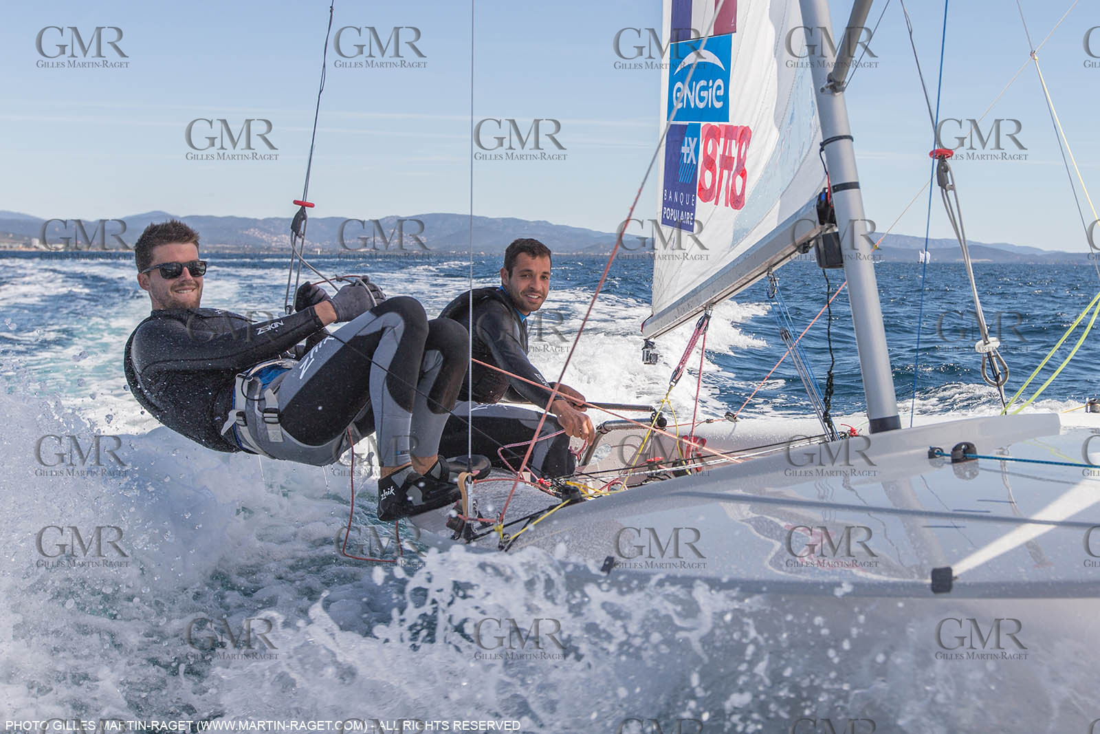 25 04 2016, Hyères (FRA,83), Jeux Olympiques Rio 2016, voile, 470, Sofian Bouvet   Jeremie Mion, SFS Voile