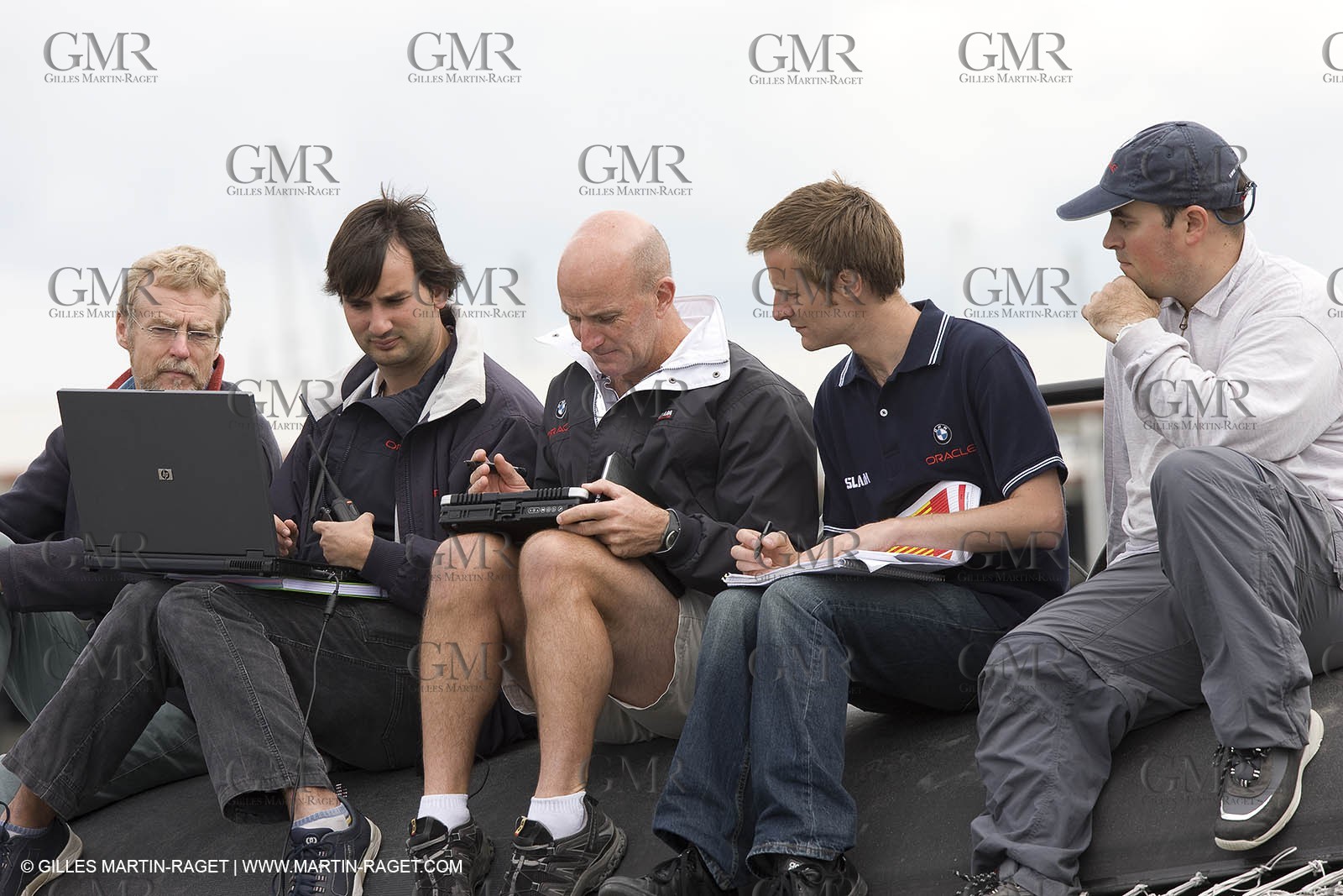 26 08 2008 - Anacortes (WA, USA) - America's Cup - BMW ORACLE Racing - 90 ft trimaran launch - structural tests completed by Design Team