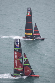 10 12 2020 - Auckland (NZL) - 36th America's Cup - Practice Sessions - Day 2 - Emirates Team New Zealand and Luna Rossa Prada Pirelli Team
