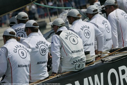 16 03 2007-Valencia (Spain)- 32nd America's Cup - Louis Vuitton Cup - RR1 - Day 1 - BMW ORACLE Racing - Top Model Tatiana Patitz 18th man onboard USA 98 for inaugural Louis Vuitton Cup race Vs UI Team Germany