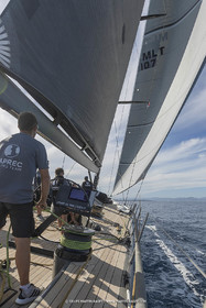 03 10 2022, Saint-Tropez (FRA,83), Voiles de Saint-Tropez 2022,  entraînement des maxis, A bord de Sipirit of Malouen X