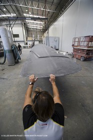 Sydney, Australia, Thomas Coville trimaran Sodebo building at Boat Speed