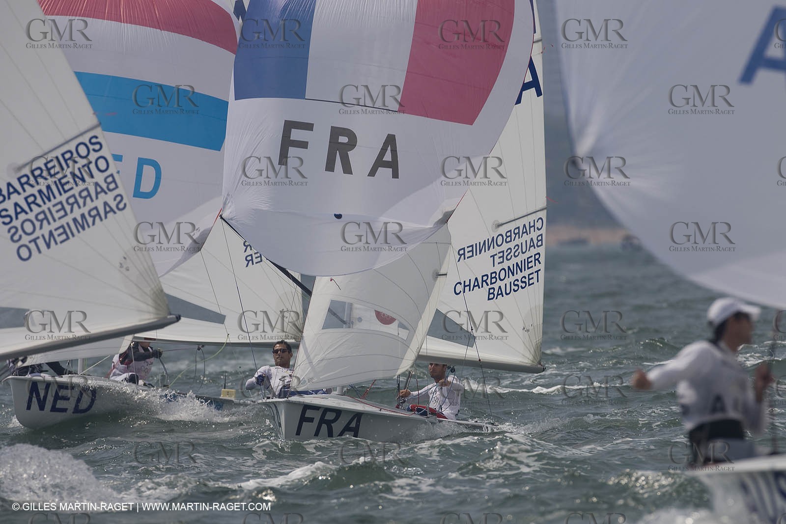 18 08 2008 - Qingdao (CHN) - 2008 Olympic games - Day 10 - Medal race 470 men, Charbnonnier Bausset bronze medal