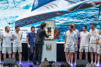 04 10 2024, Barcelona (ESP), 37th America's Cup, Louis Vuitton Cup Final, Race Day 7 , Prizegiving
