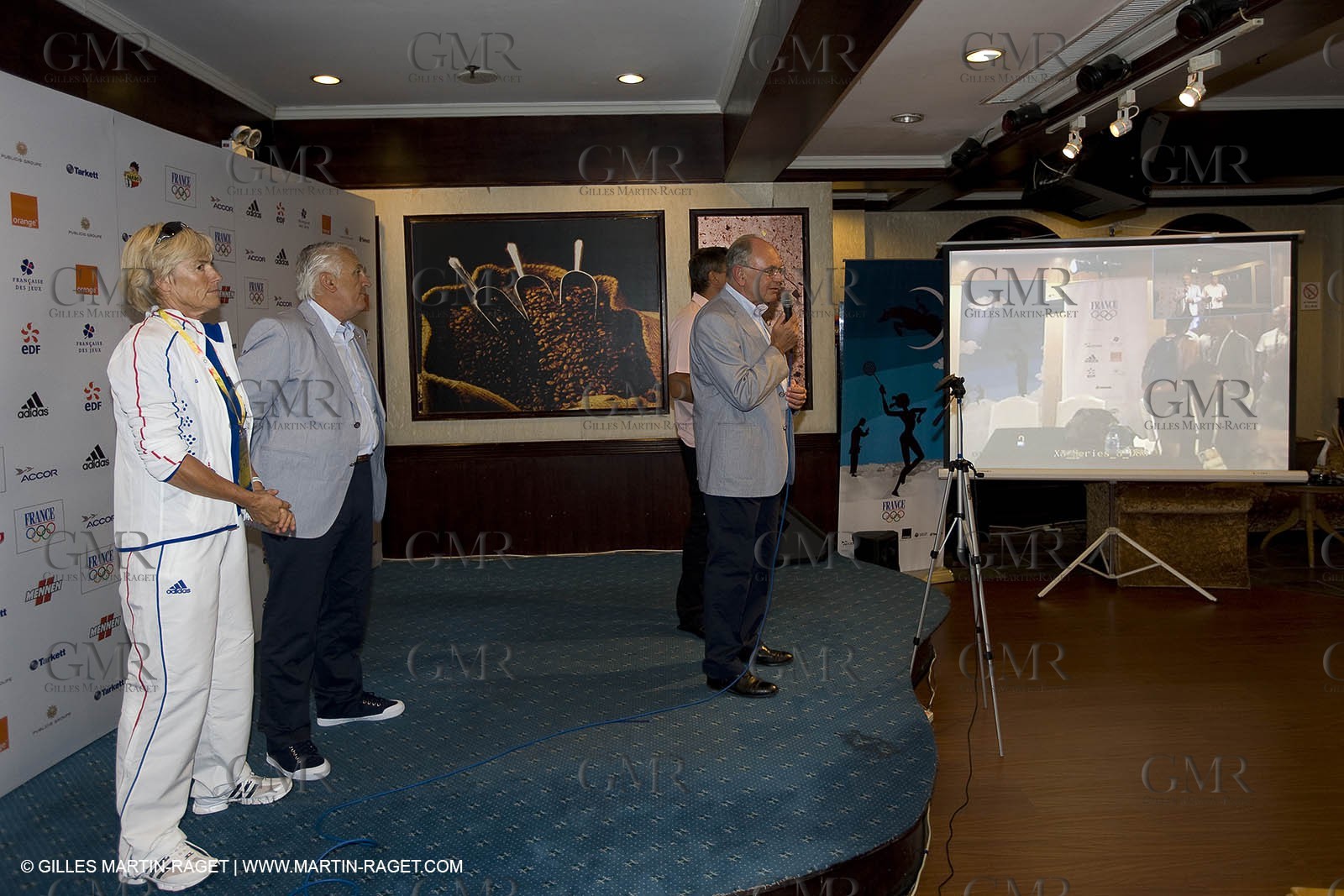07 08 2008 - Qingdao (CHN) - Olympic games - Sailing - Opening of Club France at Grand Regency hotel and press conference with main press center in Beijing.