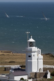 05 08 2010 - Cowes (UK, IOW) - The 1851 Cup -  BMW ORACLE Racing -  - Round The Island Race - Passing Ste Catherine Lighthouse.
