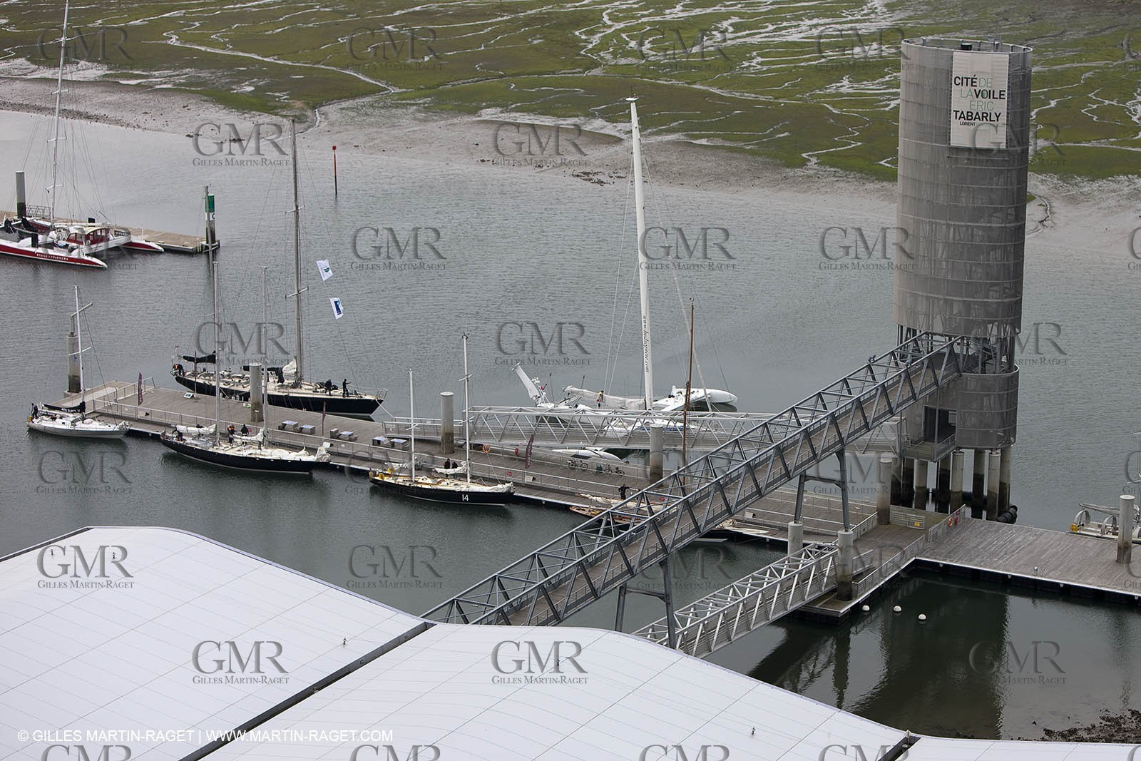 19 05 2010- Lorient- (FRA,56)  the five Pen Duick and l'Hydroptere in front of the Cité de la Voile Eric Tabarly