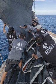 03 10 2022, Saint-Tropez (FRA,83), Voiles de Saint-Tropez 2022,  entraînement des maxis, A bord de Sipirit of Malouen X