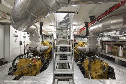 11 09 2014 - la Ciotat (FRA,13) - onboar Al Azzizi, oceanographic research ship buit by H2X boat yard, measure devices manipuation