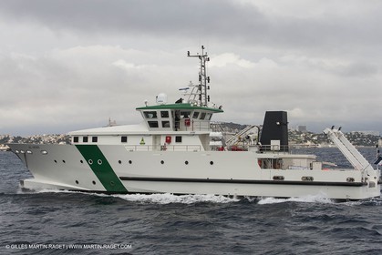Première sortie Al Azizi - Chantier H2X - Navires de recherche océanographique - La Ciotat (FRA,13) - 26 05 2014