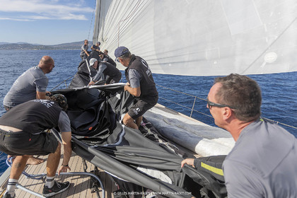 03 10 2022, Saint-Tropez (FRA,83), Voiles de Saint-Tropez 2022,  entraînement des maxis, A bord de Sipirit of Malouen X