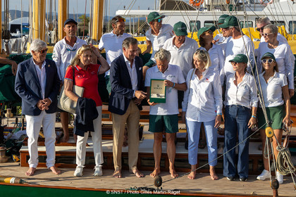 2 10 2026, Saint-Tropez (FRA,83), Société Nautique de Saint-Tropez, Les Voiles de Saint-Tropez 2026, Day 7, Remise Trophée Rolex à l'équipage du P Class Olympian