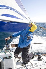 28 09 2007 - Marseille (FRA, 13) - Aigle Marine weather clothing showed in action by salors Marc Emig et Luce Molinier