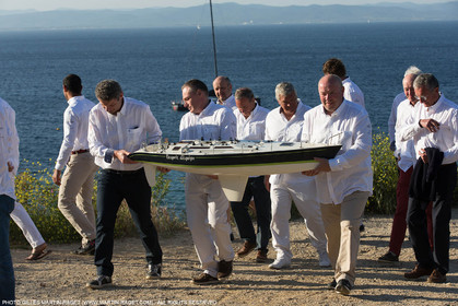 05 05 2016, Porquerolles (FRA,83), Semaine de Porquerolles, célébration des 30 and de lla victoire de l'Esprit d'Equipe dans la Whitbread, l'équipage se retrouve à bord du maxi SFS skippé par Lionel Péan