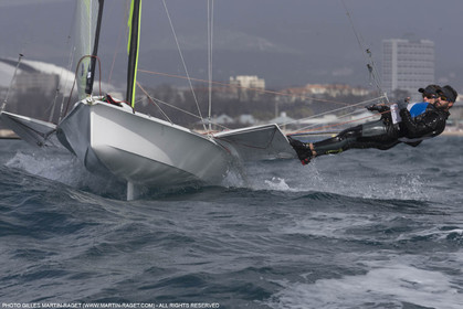 04 03 2016, Marseille (FRA,13), Olympic Sailing, 49er, french representatives Julien D'Ortoli Noë Delpech training