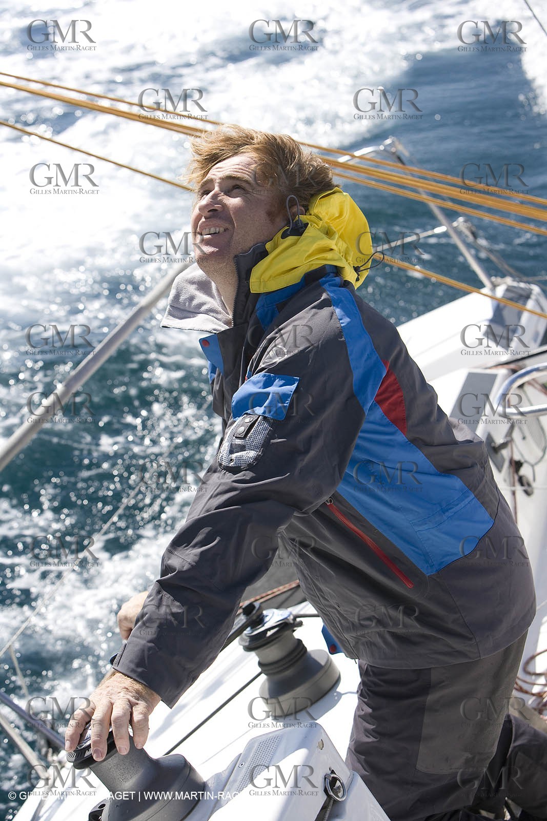 28 09 2007 - Marseille (FRA, 13) - Aigle Marine weather clothing showed in action by salors Marc Emig et Luce Molinier