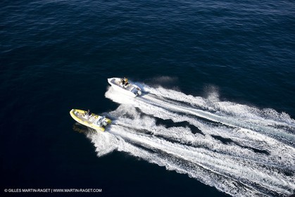 Motor boat running