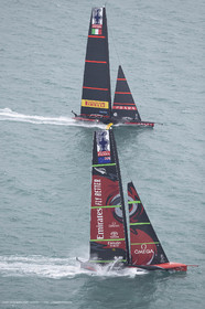 10 12 2020 - Auckland (NZL) - 36th America's Cup - Practice Sessions - Day 2 - Emirates Team New Zealand and Luna Rossa Prada Pirelli Team