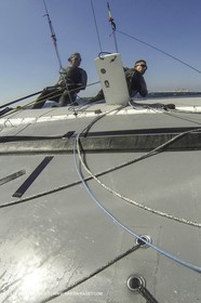 26 03 2013 - Marseille (FRA,13) - Ingrid Petitjean et Olivier backes training on their Nacra 17 in breezy conditions