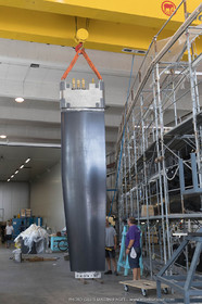 22 07 2017, Savona (ITA), Wally Cento Tango going out of the shed, Photo Gilles Martin-Raget