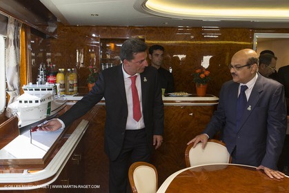 Al Azizi oficial launchat the Mucem museum - H2X boatyard - Oceanographic research ship - Marseille (FRA,13) - 27 05 2014